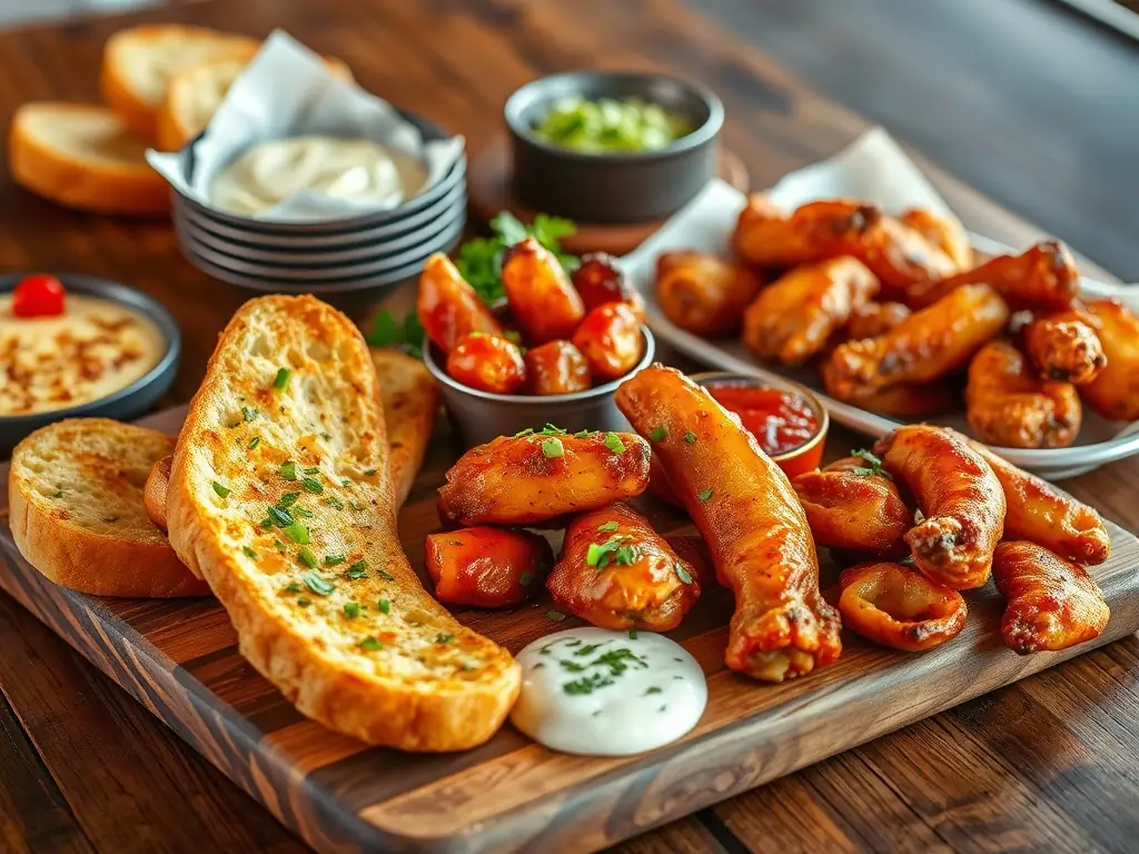 A combo image showcasing both Pizza 73's wings and panzerotti together, highlighting the variety and appeal of both options.